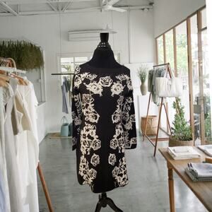 NWT NY COLLECTION TIGHT KNIT JAQUARD FLORAL SWEATER DRESS